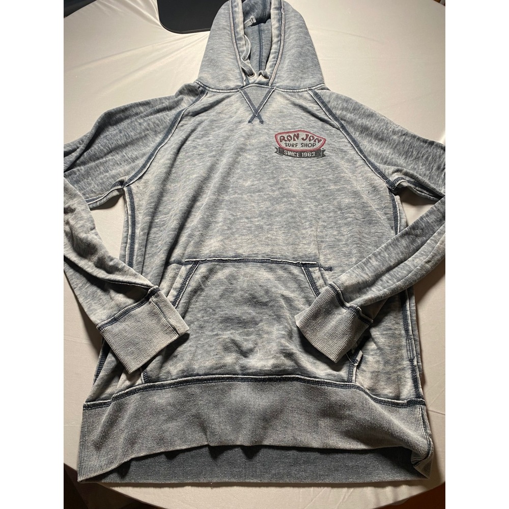 Ron Jon Surf Shop J. America Mens Acid Wash Pullover Hoodie Blue Gray Medium